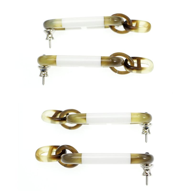 Hermes Earrings Amar Buffalo Horn White Brown Silver-hardware Accessorie