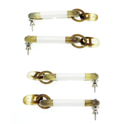 Hermes Earrings Amar Buffalo Horn White Brown Silver-hardware Accessorie