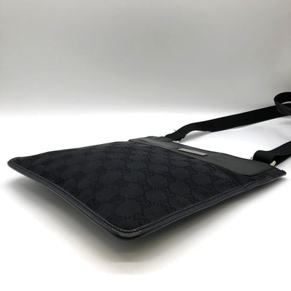 Gucci 27639 Light Shape Shoulder Bag Crossbody Black GG Canvas/leather Men