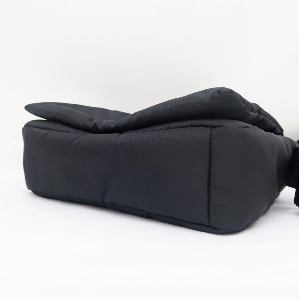 Balenciaga Monaco Flap Messenger Nylon Shoulder Bag Black