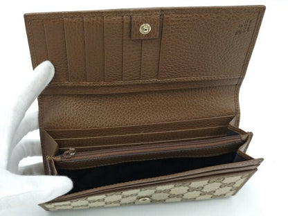 Gucci Bifold Long Wallet In GG Canvas Beige Brown 346058