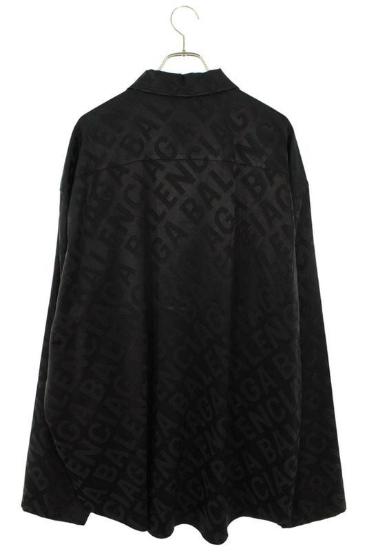 Balenciaga 681812 Tlo58 Jacquard Logo All Over Satin Long Sleeve Shirt Men's 40