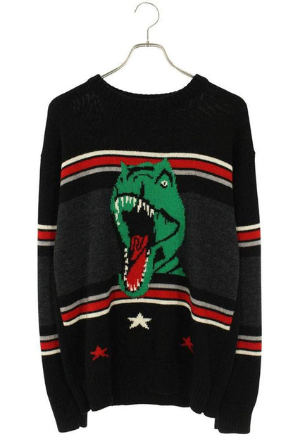 Saint Laurent Paris 17SS 411363 Y1mm (0.04in)1 Dinosaur Embroidery Knit Men's XS