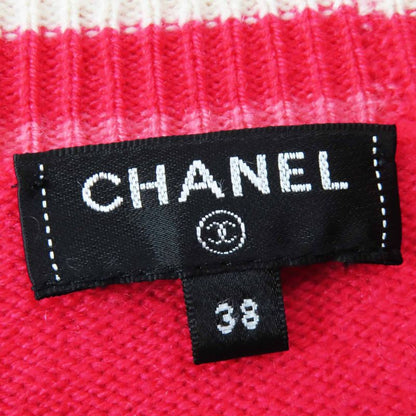 CHANEL P60724 100% Cashmere Coco Logo Line Short Sleeves Cache-coeur Knit