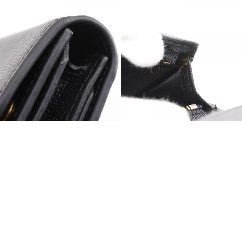 Dior Compact Wallet Calf Black Women's Trifold Wallet