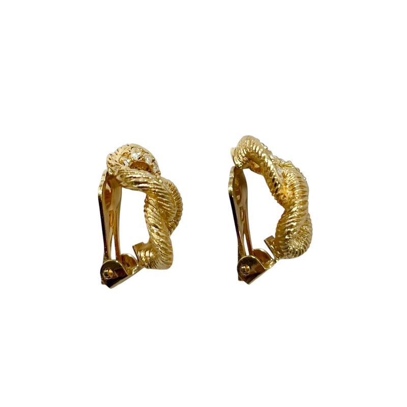 Christian DIOR Earrings Plated Metal Plated Metal Rhinestone Twisted Rope Gold