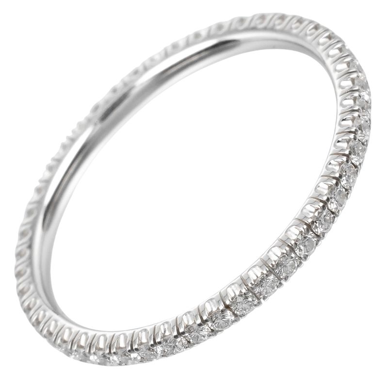 Cartier Etancel Full Eternity 18kwhite Gold With Diamonds #7.5 Ladies 1.1g Ring