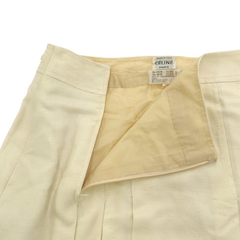 Celine Vintage Flared Skirt Ivory 46