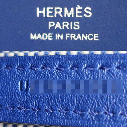 Hermes Ambie PM Handbag Shoulder Bag 2WAY Blue-white U Stamp Canvas