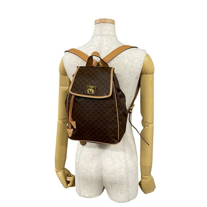 Celine Macadam Blason Triomphe Pattern Logo Ring Hardware Leather Backpack Sac
