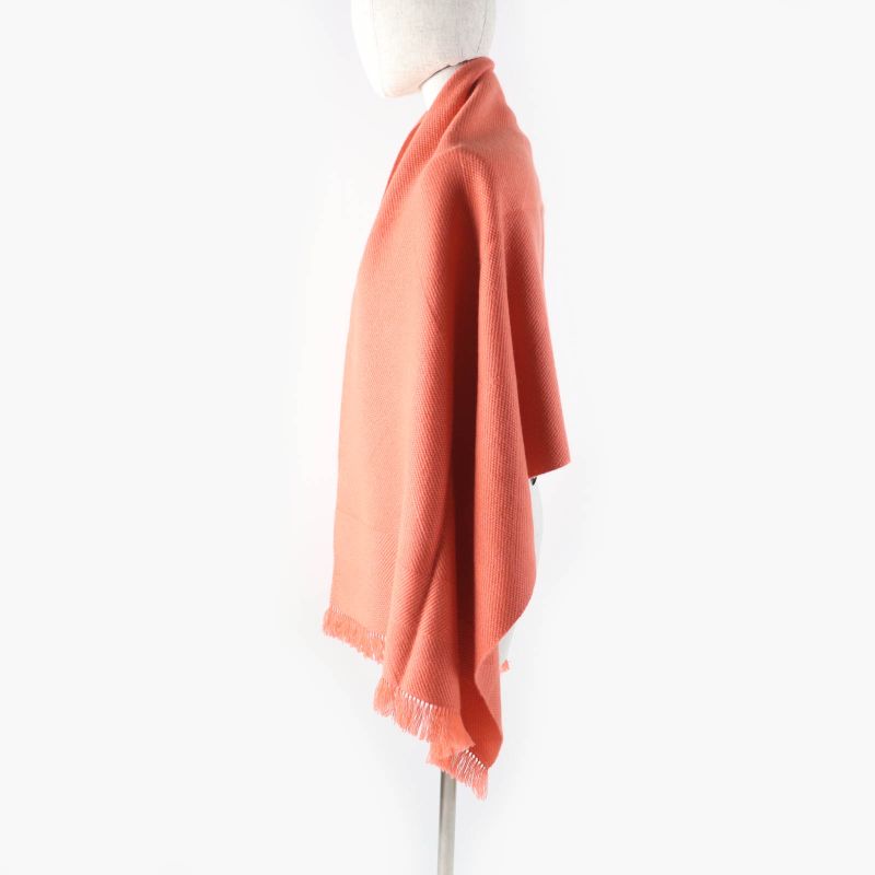 Hermes Grand Chevron 100% Cashmere Rose Blush Leather Scarf With Logo Patch And