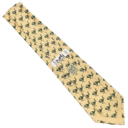 Hermes Necktie Animal Print 8.5cm (3.35in) Silk Yellow and Green Yellow Kangaroo