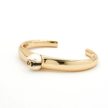 Chanel Bracelet Bangle Cuff Gold White Black Coco Mark