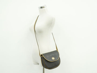 Authentic Christian DIOR Honeycomb Pattern Shoulder Bag Pochette PVC Black