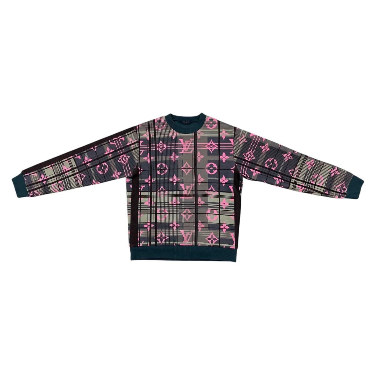 Louis Vuitton Sweatshirt Pullover M Monogram Jacquard Green Pink Sweater