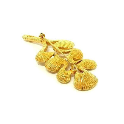 Christian Dior Brooch Gold Metal Leaf Motif Superb Condition — view 3