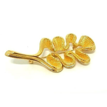 Christian Dior Brooch Gold Metal Leaf Motif Superb Condition