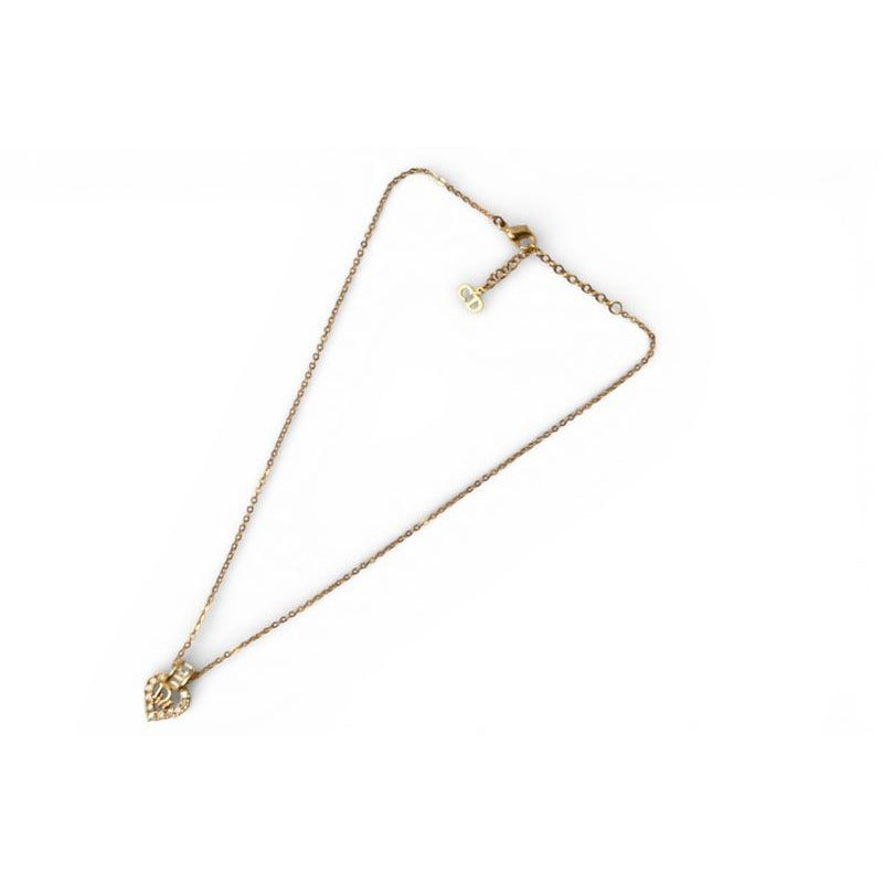 Christian Dior Necklace Choker Vintage Heart Motif Rhinestone — view 2