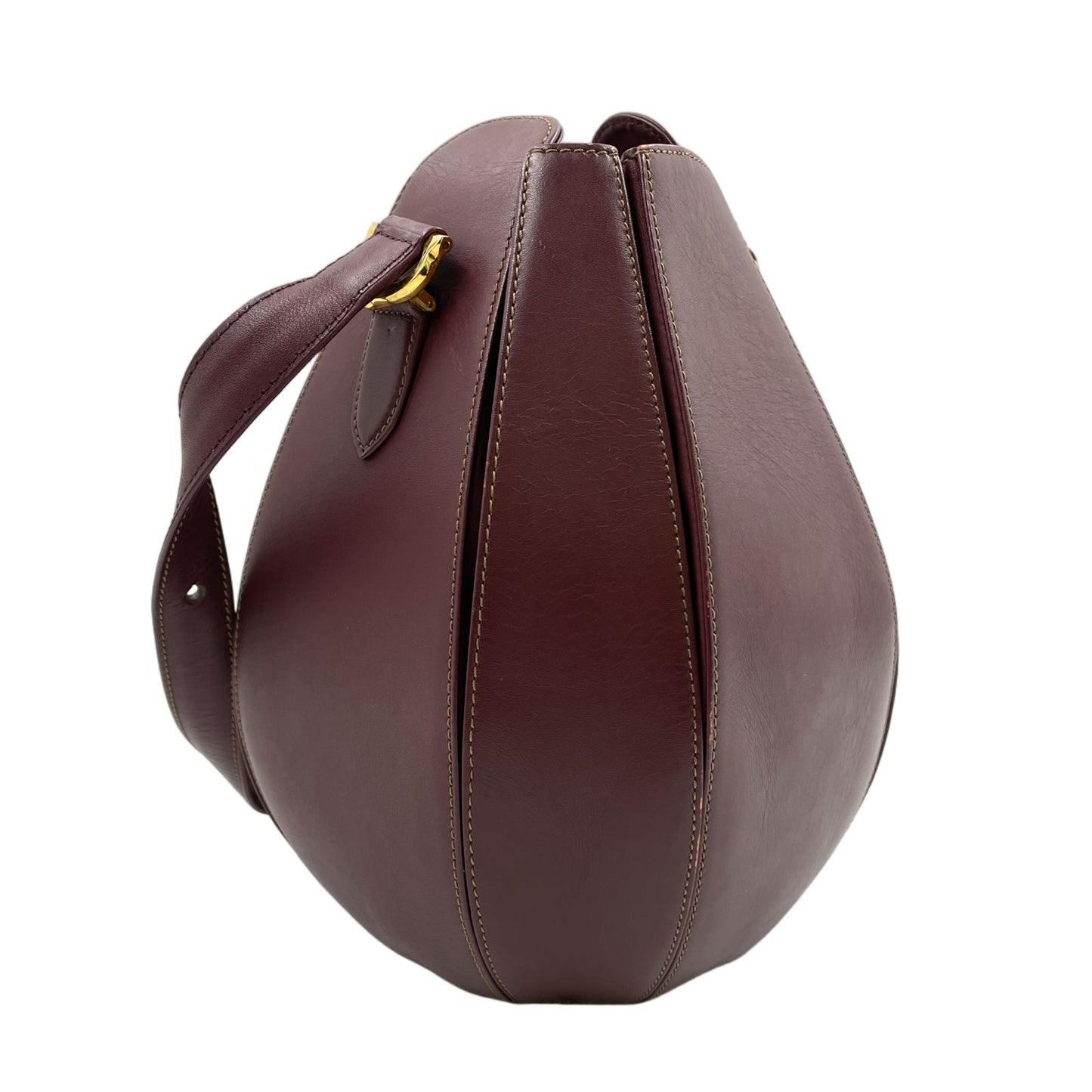 Cartier Must Line Drawstring Leather Bordeaux Shoulder Bag Gold — view 2