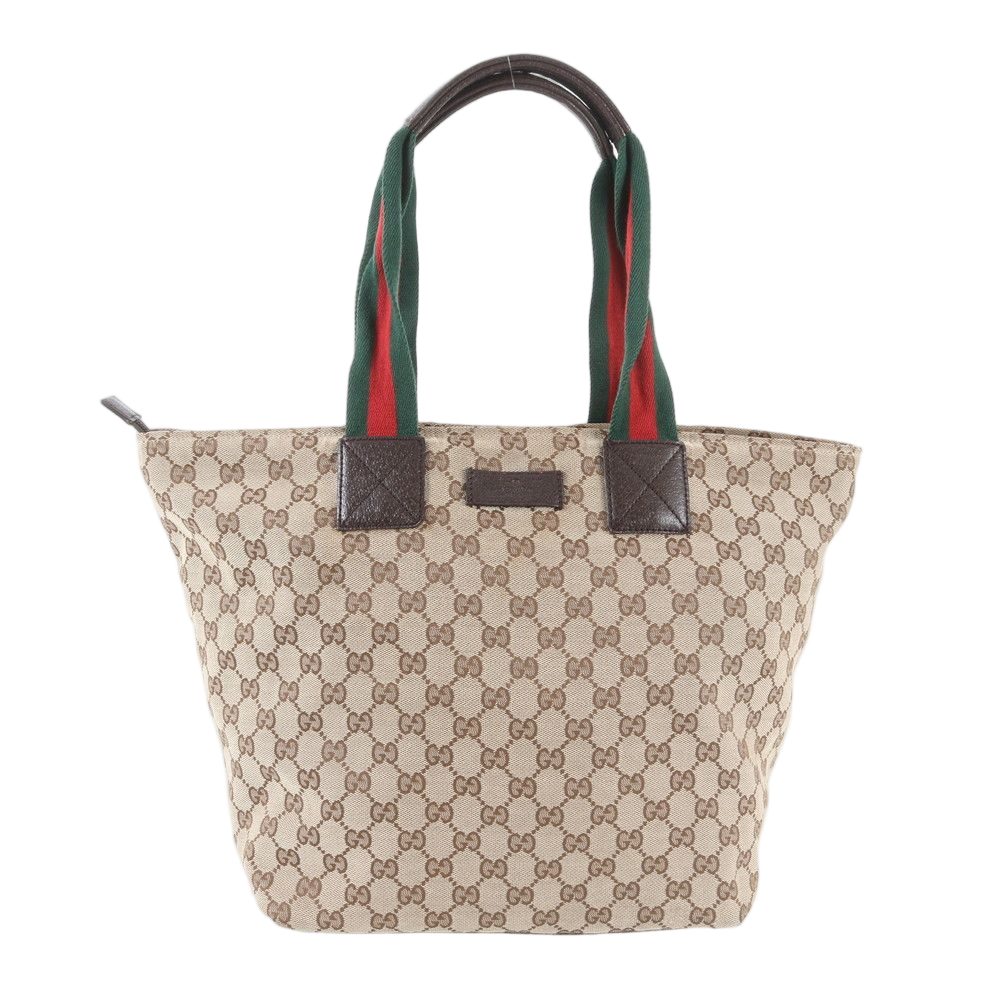 Gucci GG Canvas Sherry Line Leather Tote Shoulder Business Document