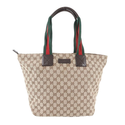 Gucci GG Canvas Sherry Line Leather Tote Shoulder Business Document