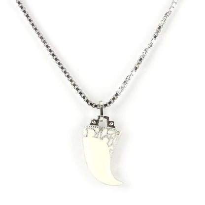 Christian Dior Necklace Metal Silver Hardware Fang Motif Plated Accessory