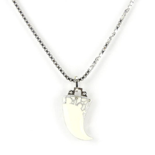 Christian Dior Necklace Metal Silver Hardware Fang Motif Plated Accessory