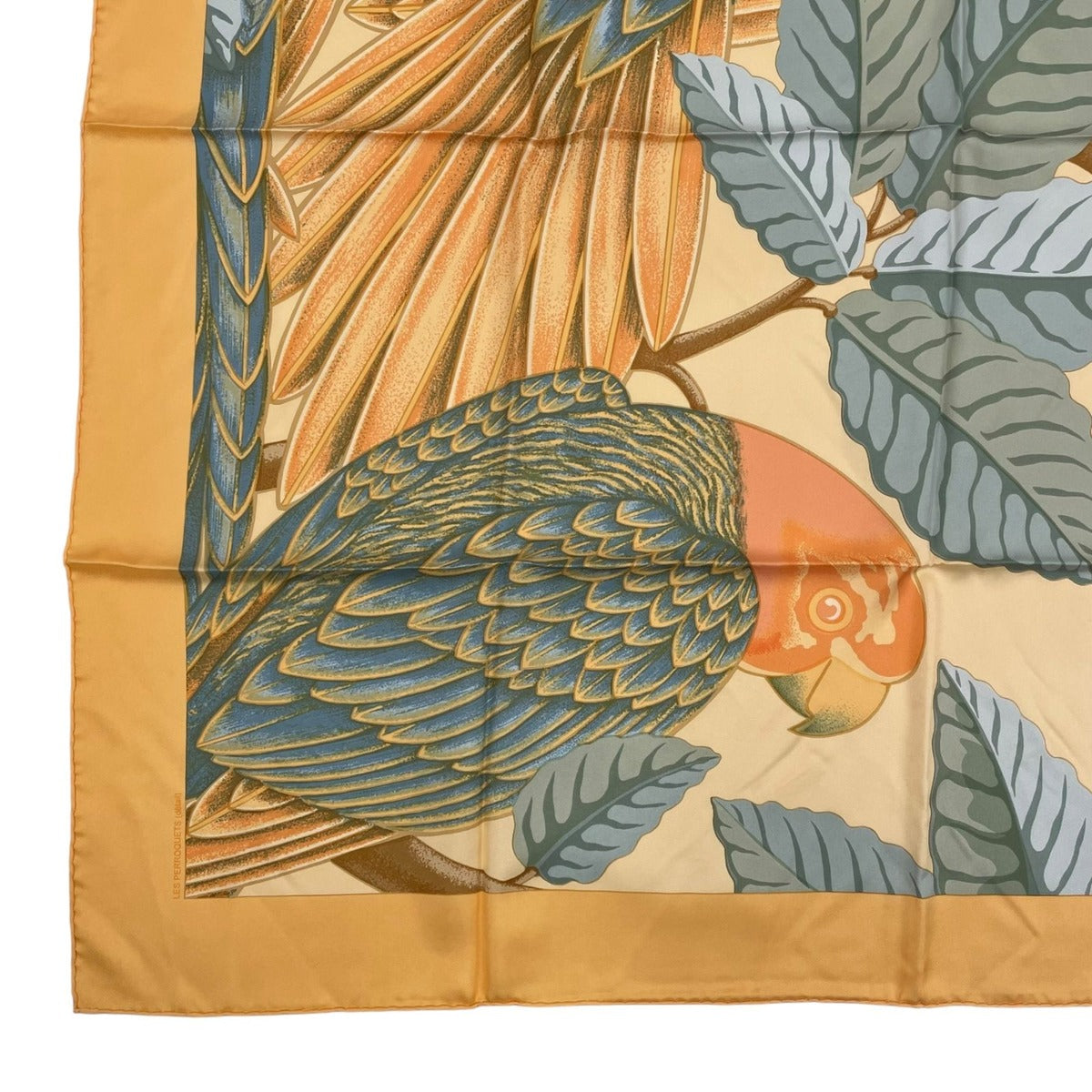 Hermes Scarf Silk Carre 90 les Perroquets Parrot Yellow — view 4