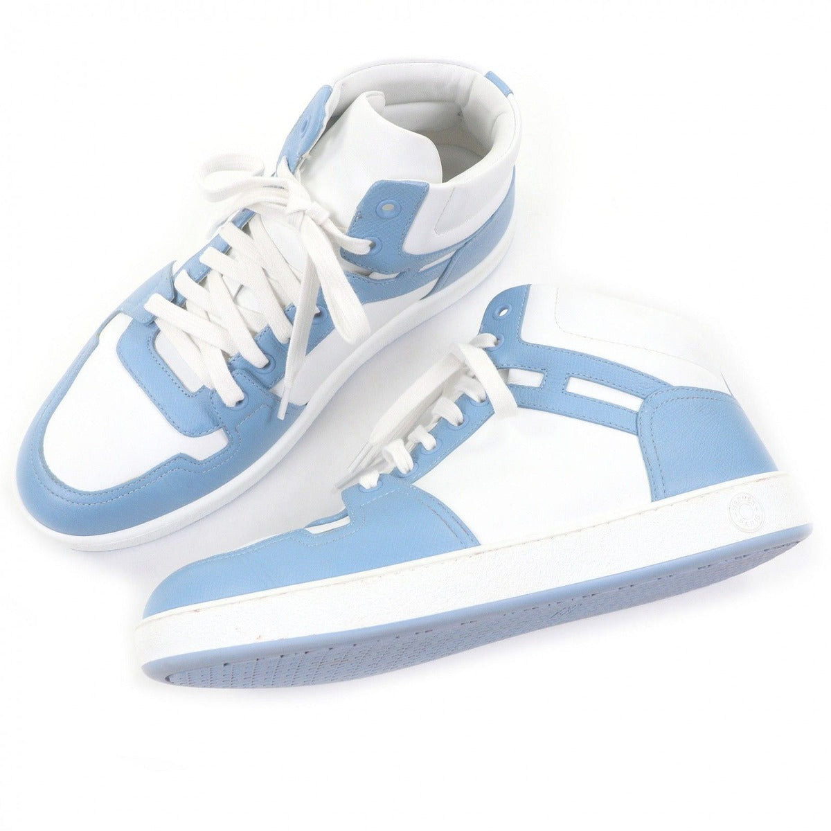 Hermes Leather Series Motif Logo High Cut Sneakers Light Blue — view 3