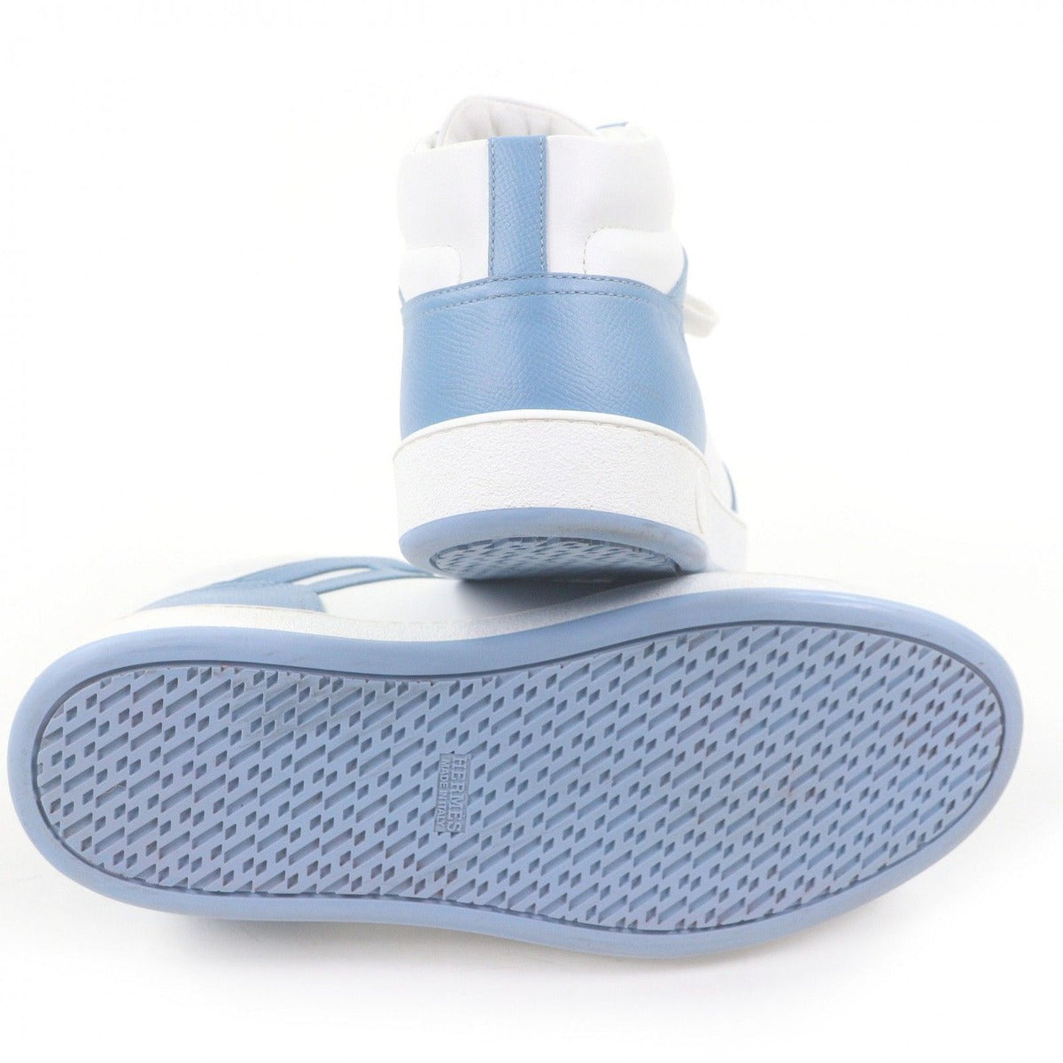 Hermes Leather Series Motif Logo High Cut Sneakers Light Blue — view 4