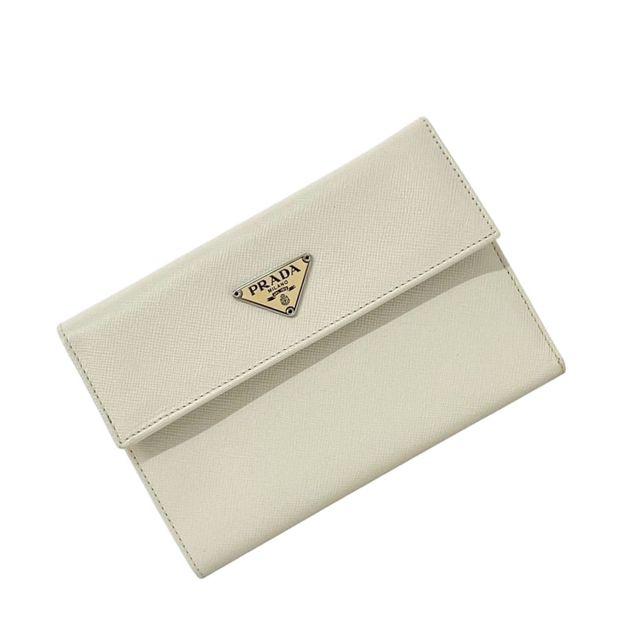 Prada Trifold Wallet White Talco