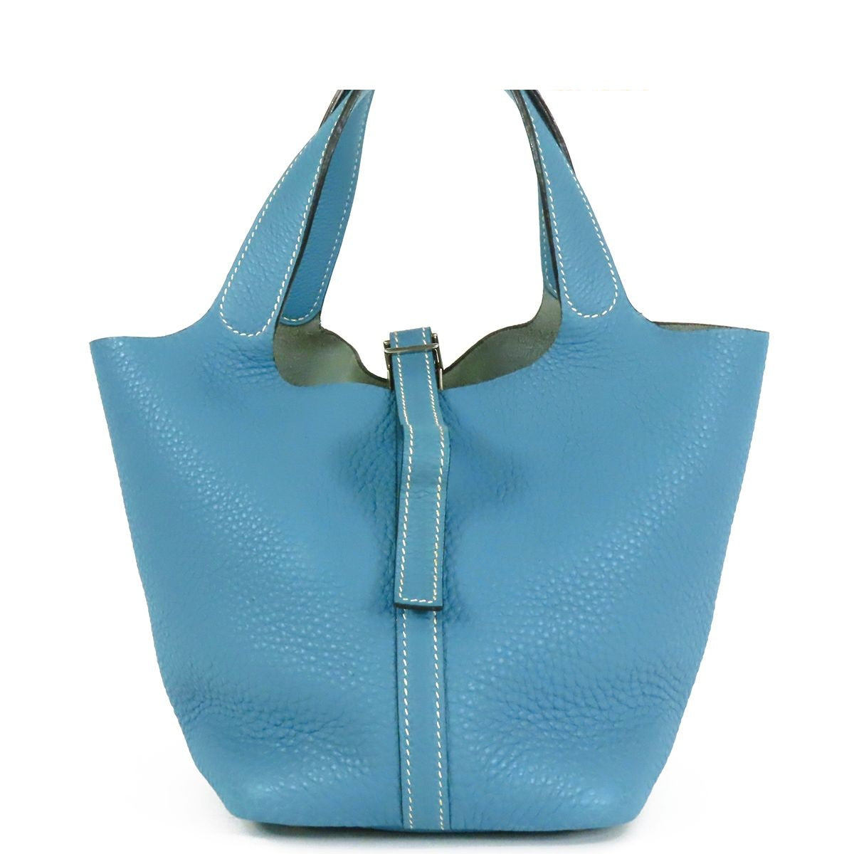 Hermes Picotin PM Blue Jean Silver Taurillon Handbag