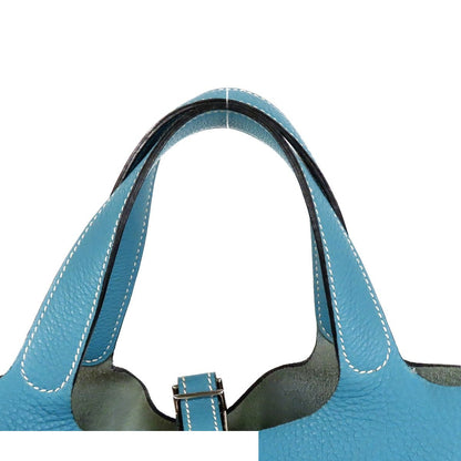 Hermes Picotin PM Blue Jean Silver Taurillon Handbag — view 2