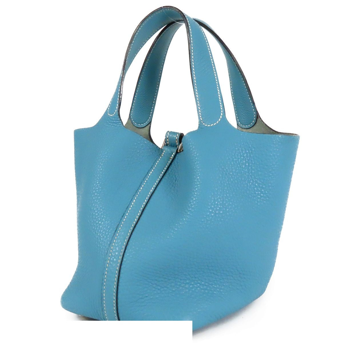 Hermes Picotin PM Blue Jean Silver Taurillon Handbag — view 3