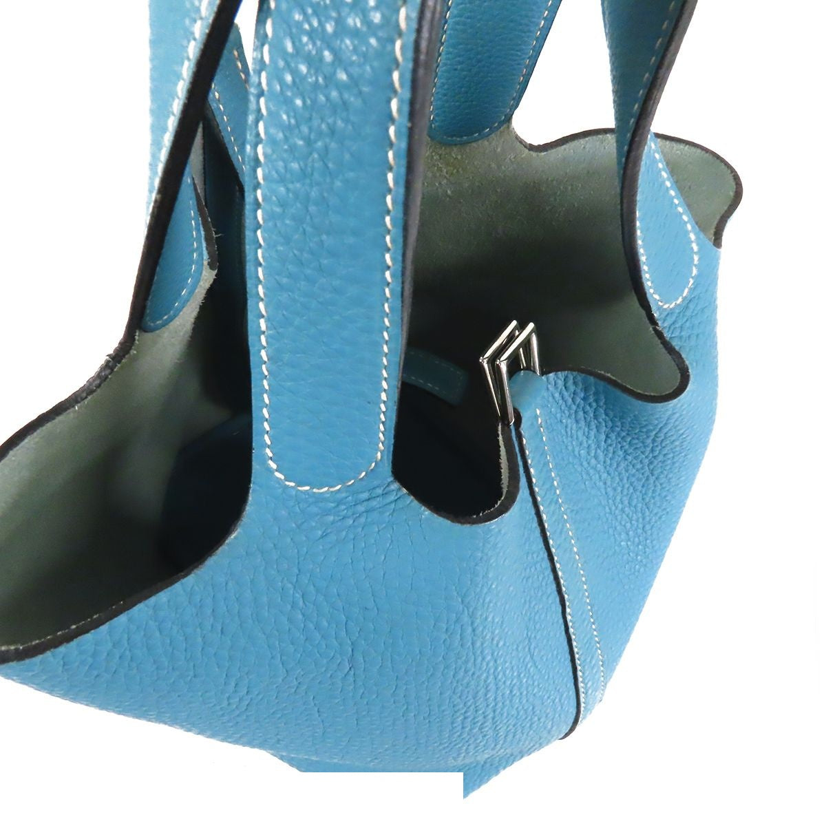 Hermes Picotin PM Blue Jean Silver Taurillon Handbag — view 5