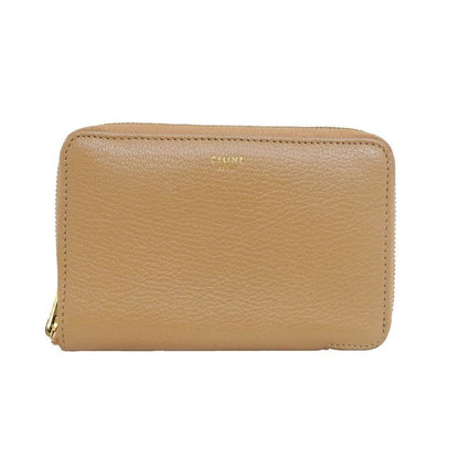 Celine Medium Zip Wallet Beige Brown Zipper Type Bifold