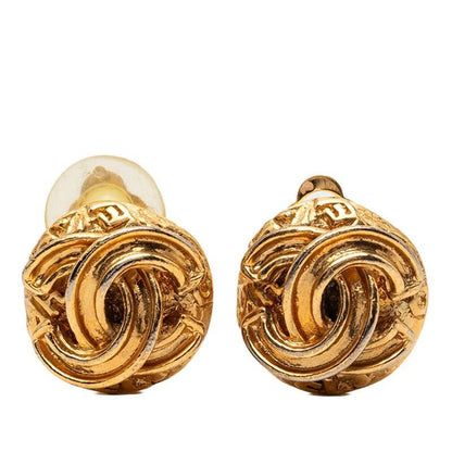 Chanel CC Logo Earrings Gold Plated