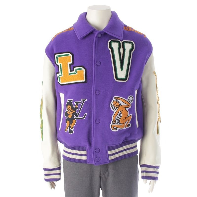 Louis Vuitton 22 AW Wool Leather Multi-patch Patch Varsity Stadium Jacket