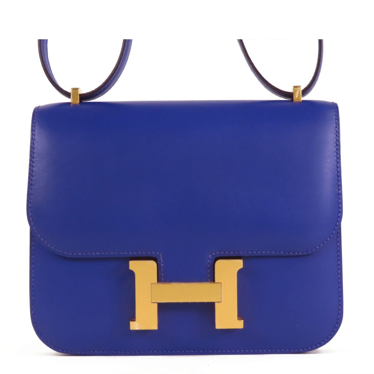 Hermes Constance 3 Mini 18 Blue Electric Gold Tadelakt Shoulder Bag
