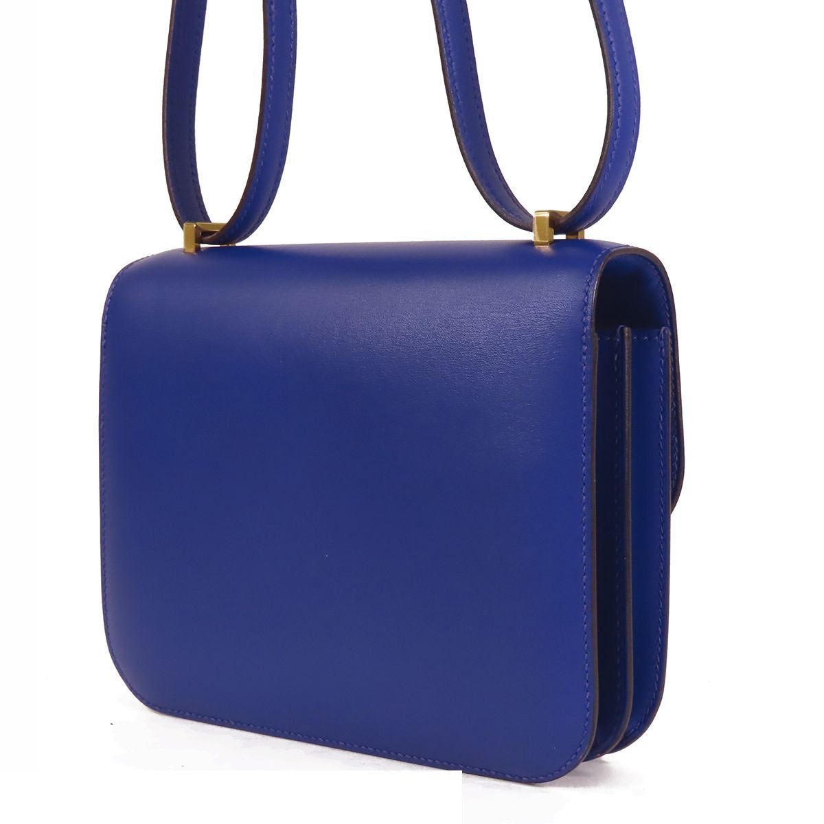 Hermes Constance 3 Mini 18 Blue Electric Gold Tadelakt Shoulder Bag — view 2
