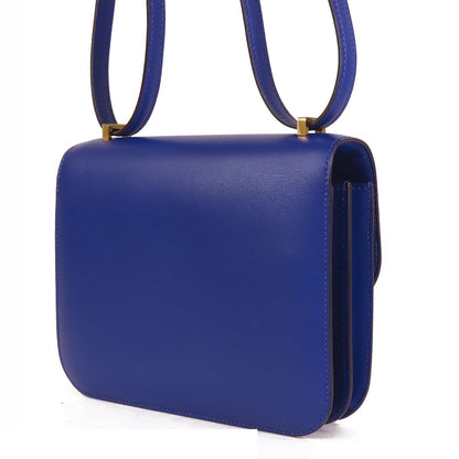 Hermes Constance 3 Mini 18 Blue Electric Gold Tadelakt Shoulder Bag — view 2