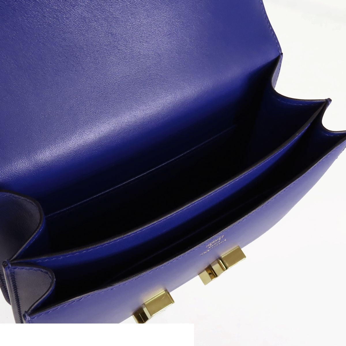 Hermes Constance 3 Mini 18 Blue Electric Gold Tadelakt Shoulder Bag — view 5