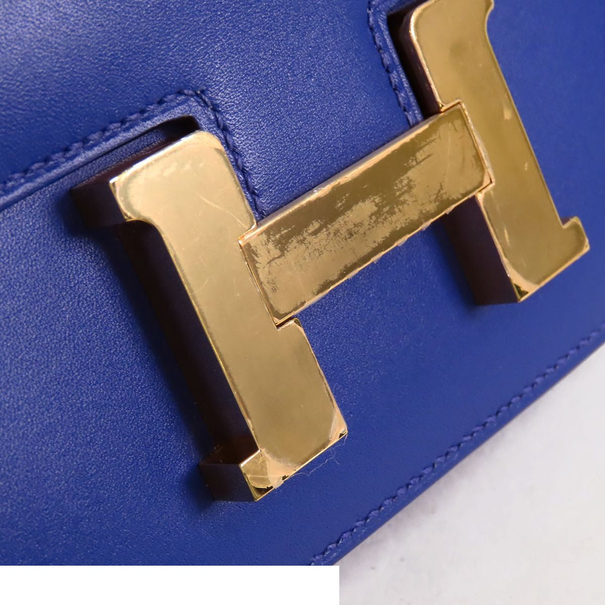Hermes Constance 3 Mini 18 Blue Electric Gold Tadelakt Shoulder Bag — view 6