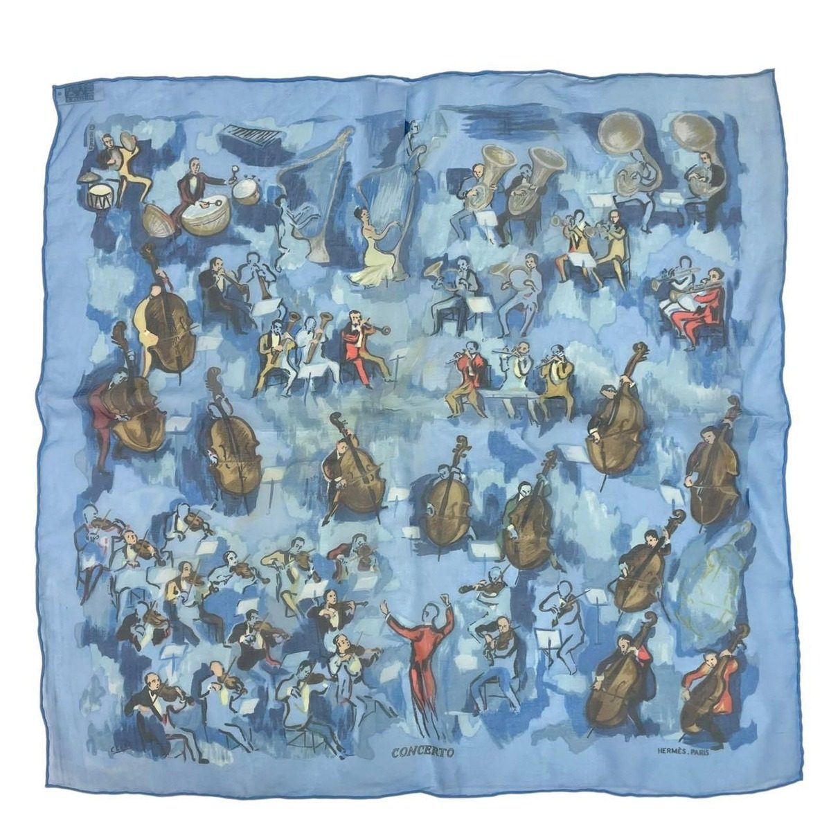 Hermes Silk Scarf Concerto Blue