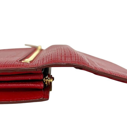 Loewe Bifold Long Wallet Red Linen 10188k98 Wallet Excellent Condition Leather