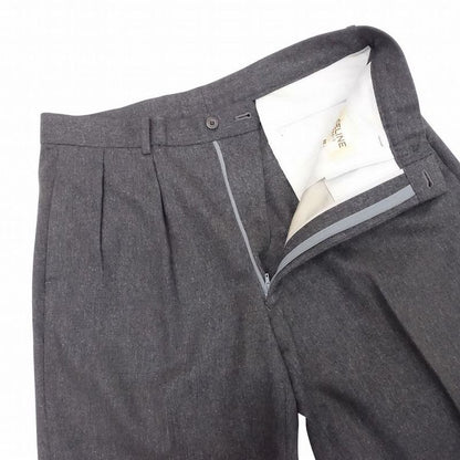 Old Celine Slacks 2 Tuck Pants One Point Logo Triomphe Wool Bottoms Size 88