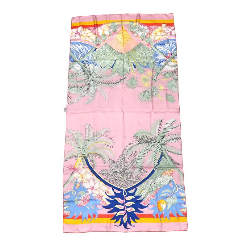 Hermes Rectangle Aloha Pink 100% Silk Scarf Large Accessory