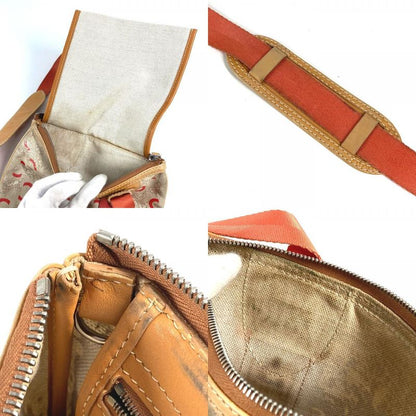 Celine Shoulder Bag Logo Macadam Carriage Leather / Coated Canvas Orange