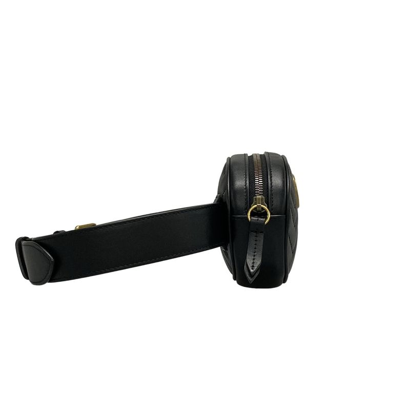 Gucci Waist Pouch GG Marmont Quilted Leather Belt Bag 476434 Black Leather