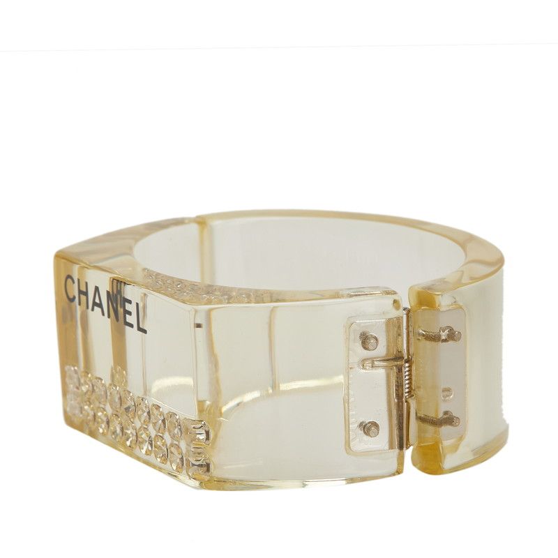 Chanel Logo Yellow Clear Plastic Rhinestone Ladies Chanel